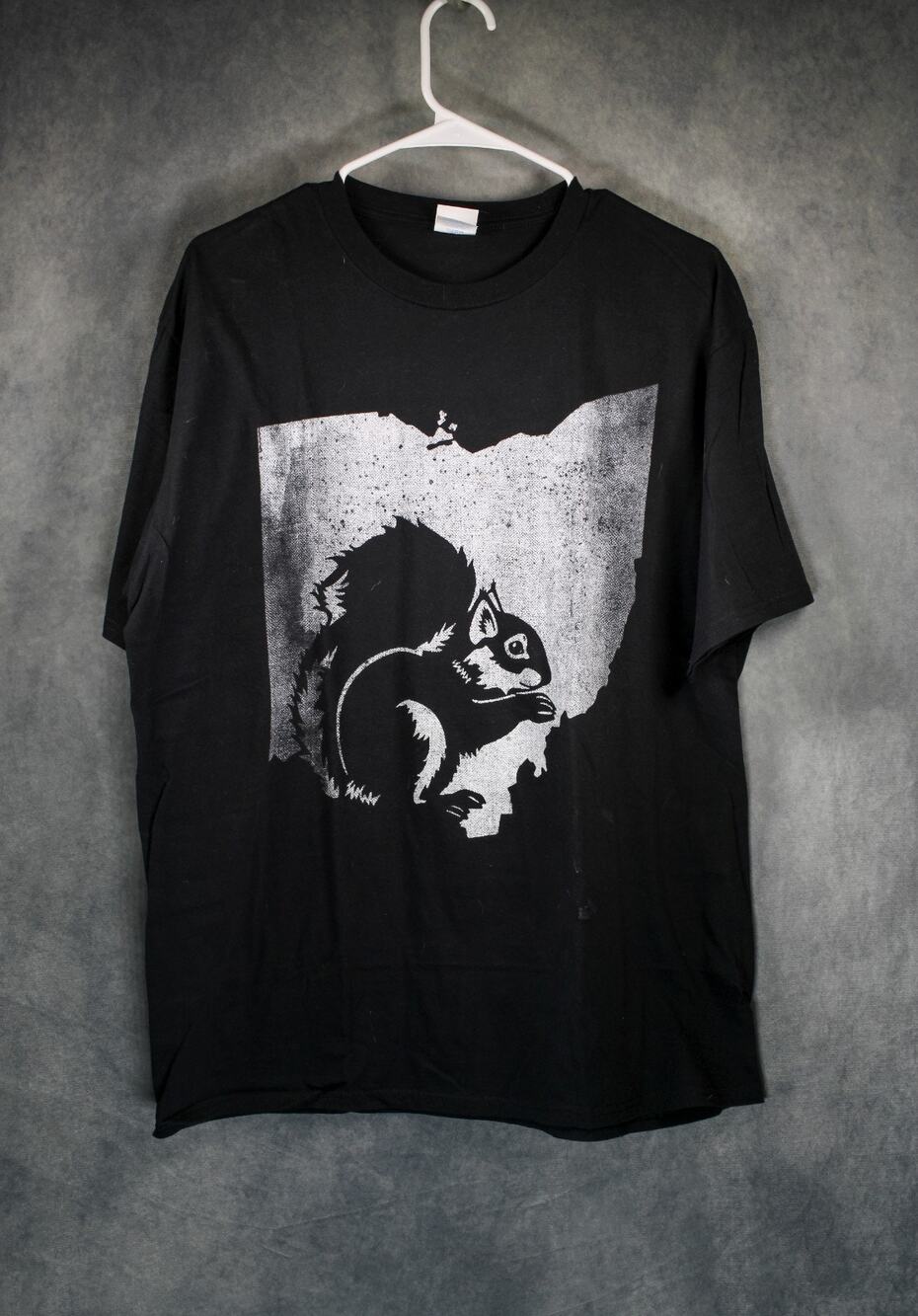 Ohio Black Squirrel Graphic Tee Shirt Mens XL Black State Outline Novelty Top